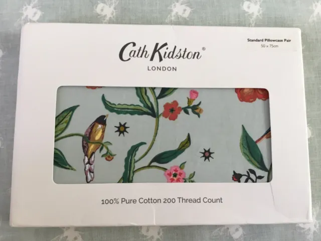 BNIP Cath Kidston Summer Birds Set Of 2 Housewife Pillowcases Rrp £20