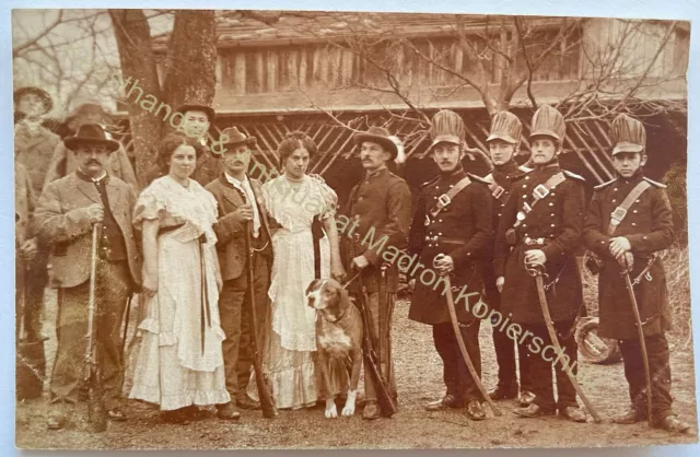 orig. Foto AK Diessen Ammersee um 1910 Landsberg am Lech Soldaten Theater