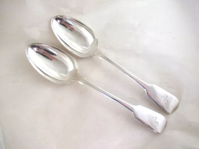 Antique Solid Silver  PAIR OF LARGE TABLESPOONS Hallmarked:-LONDON 1832