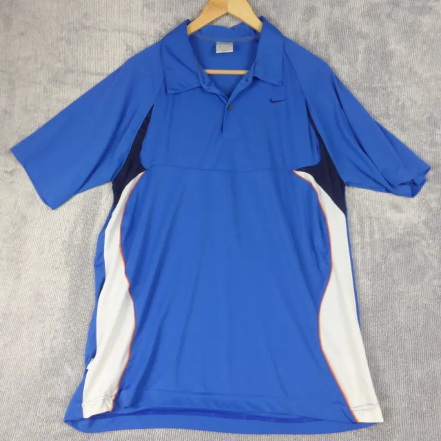 Nike T-Shirt Mens Size 3XL Blue Dri-fit Short Sleeve Collared Golf Sport