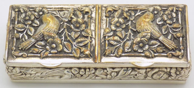 Vintage Italian Handmade Genuine Silver Double Compartment Pill Trinket Box