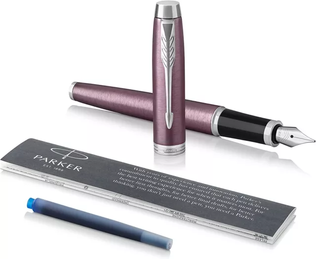 Stylo Plume Parker IM Violet Clair Pointe Fine avec Recharge en Encre Bleue