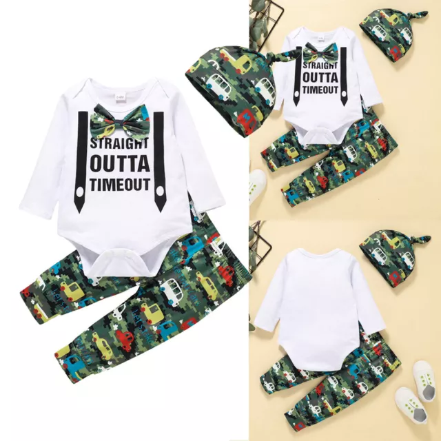 Tuta Top Pantaloni Cappello Neonato Bambini Boccolo Tuta 3pz Abiti