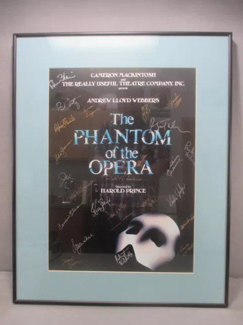 The Phantom Of The Opera SIGNED POSTER w/ FRAME Cast Autographs Framed 14x19"