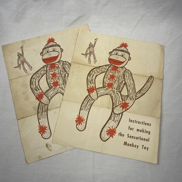 (2) Calcetines de Colección Instrucciones Sensacionales Calcetines Mono Nelson Tejer Tacón Rojo RAROS