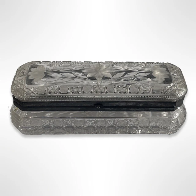American Brilliant Period Glove Box w/ Cut Glass