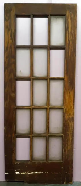30"x84"x1.75" Antique Vintage Old Wood Exterior French Door Window Wavy Glass