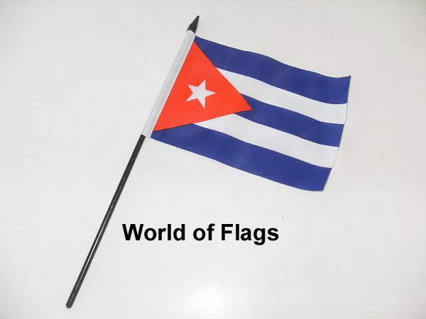 CUBA SMALL HAND WAVING FLAG 6" x 4" Cuban Crafts Table Desk Top Display