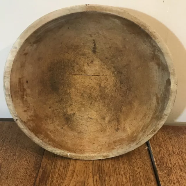 Primitive 11" Munising Solid Wood Wooden Dough Bowl Rustic Farmhouse Antique