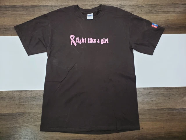 Gildan Adult Medium Cancer Awareness Shirt Top Fight Like A Girl Womens Ladies