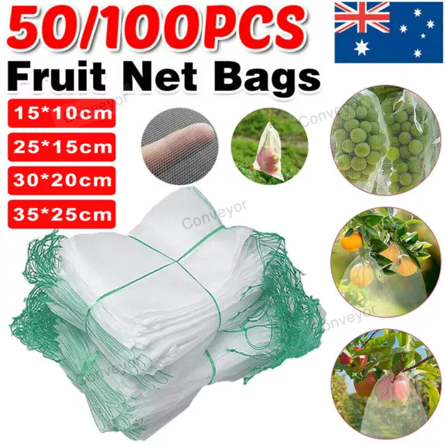 100/50 Reusable Plant Fruit Protect Drawstring Net Bag Mesh Against Insect Pest