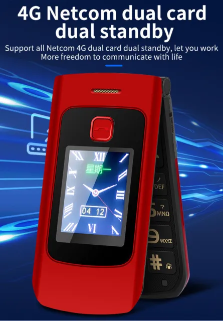 Yeemi K21+ Dual Screen Flip 4G Cell Phones Dual SIM Loud Voice Large Font Phone