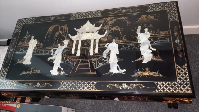 Oriental Chinese Black lacquer Coffee Table.