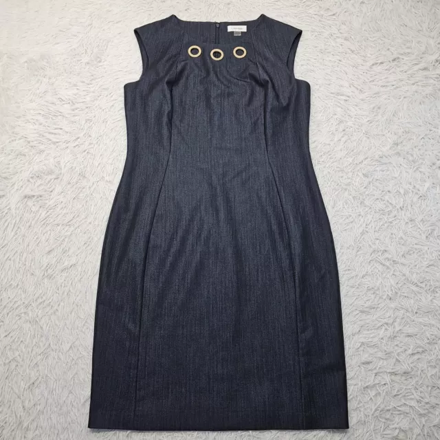 Womens Calvin Klein Grayish Blue Sleeveless Straight Pencil Business Dress 12