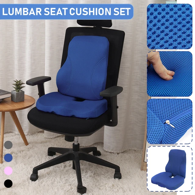 Memory Foam Lumbar Back Support Pillow And Seat Cushion Office Chair Or Car Seat