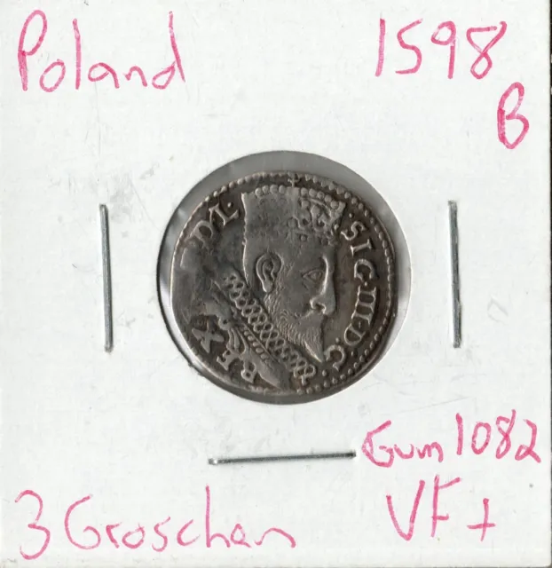 Coin Polish-Lithuanian Commonwealth 3 Groschen 1598, silver