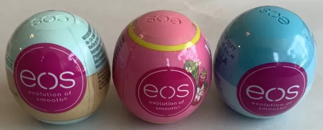 eos Lip Balm, Vanilla Mint, Strawberry Sorbet, Sweet Mint, Set of 3 NEW Fast Shp