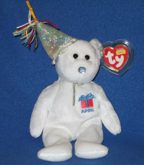 TY APRIL the BIRTHDAY BEAR BEANIE BABY - MINT with MINT TAGS