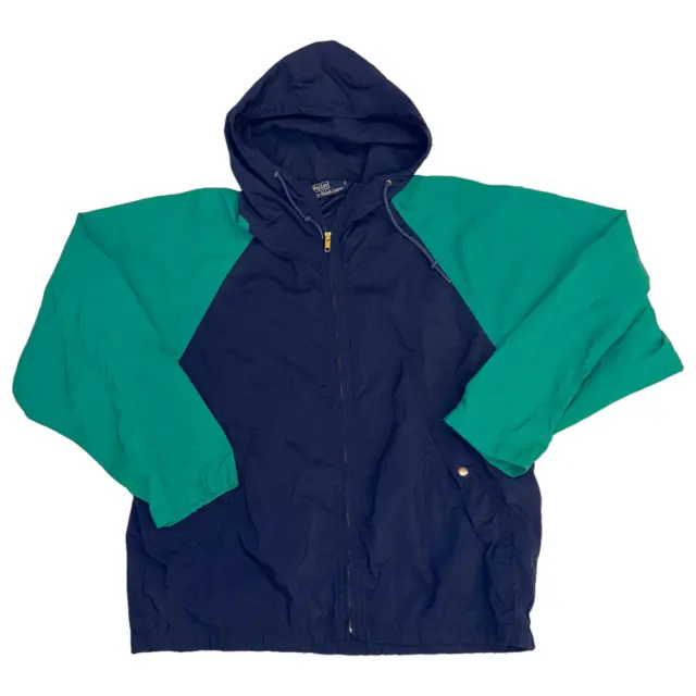 Polo Ralph Lauren - Blue / Green Vintage 90s Full Zip Windbreaker Jacket