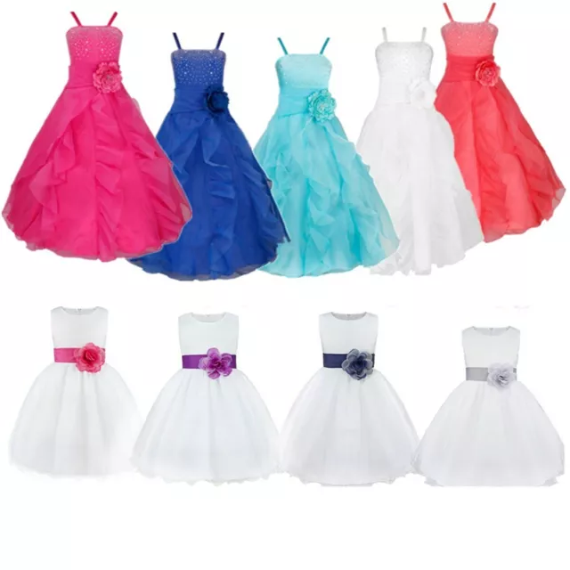 Kids Bridesmaid Gown Flower Girls Dress Princess Wedding Pageant Formal Party