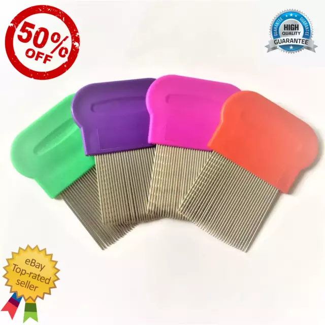 2 Metal Head Lice Comb Fine Tooth | Pet Dog Cat Flea Hair Kids Nit Eggs Removal