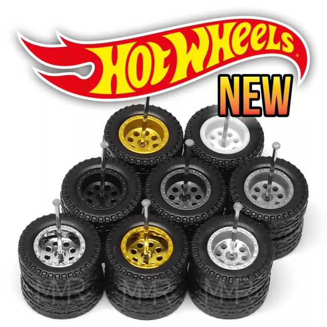 1/64 Scale 8 HOLE v5 OFFROAD Real Rider Wheels Rims Tires Set for Hot Wheels