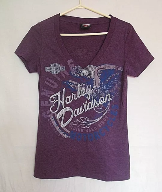 Harley-Davidson El Paso Texas Womens T-Shirt Large Purple V-Neck Cap Sleeve HD