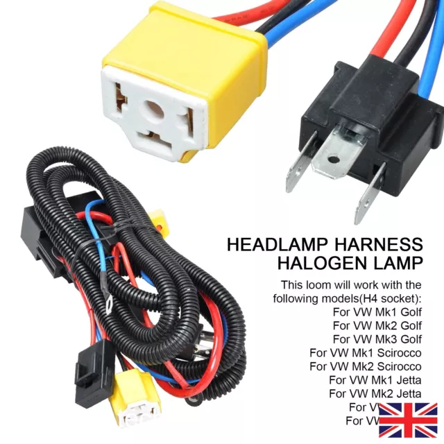 HEADLIGHT LOOM UPGRADED uprated loom harness VW Golf mk1 mk2 Corrado
