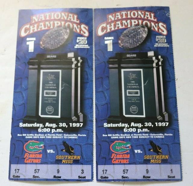 Pair Florida Gators Southern Miss Game Tickets