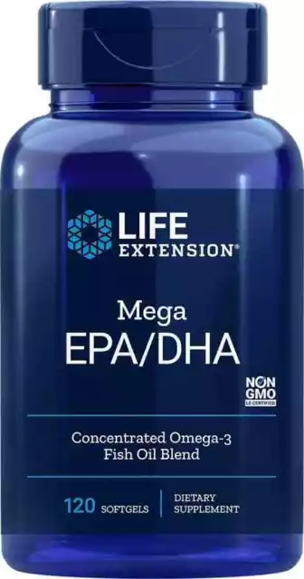 LIFE EXTENSION Mega EPA/DHA (Omega 3) 120 Weichkapseln VERSAND WELTWEIT