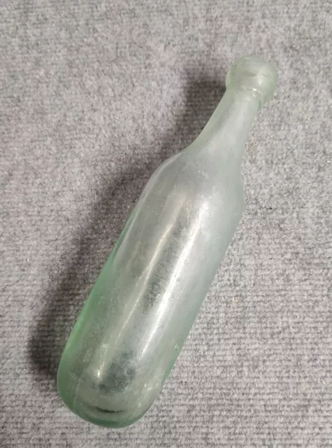 Antique 9.5" Blob Top Aqua Torpedo Glass Bottle Rounded Bottom