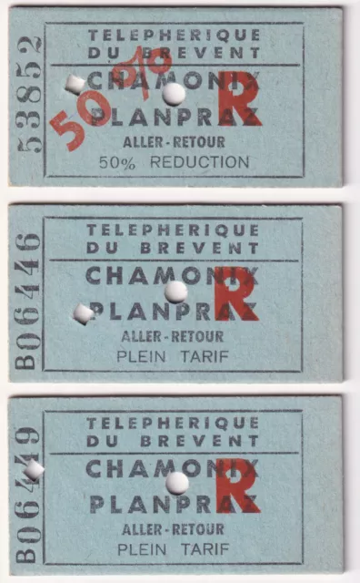 Ticket Téléphérique du Brévent LOT DE 3 - Chamonix Mont-Blanc Planpraz poinçonné