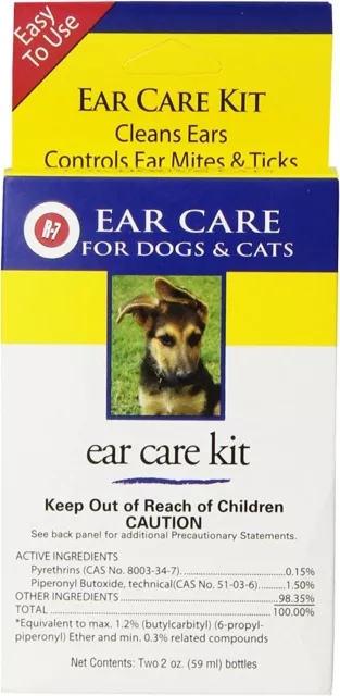 R7 Miracle Pet Ear Care Mite Treatment KIT Ears redness dog cat KILLS mites Bugs