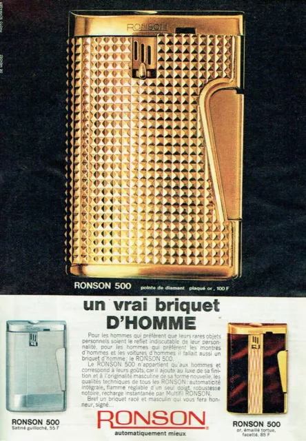 publicité Advertising 0721 1970  briquet Ronson 500 vrai briquet d'homme