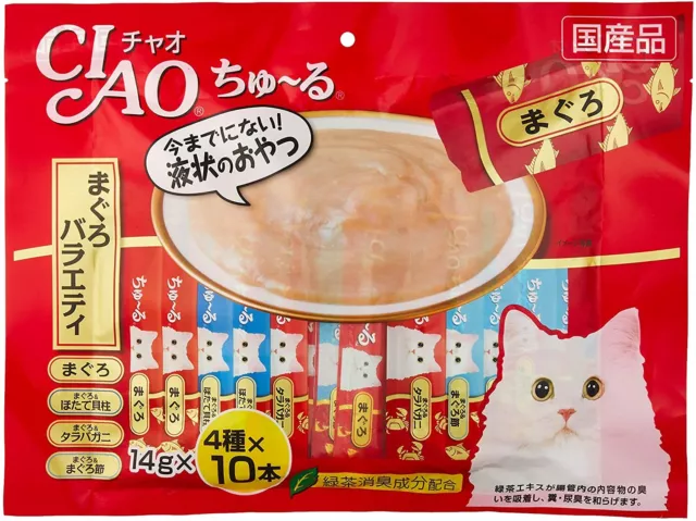 INABA CIAO Churu Liquid Cat Treats 14 g × 40 Sticks Tuna Variety