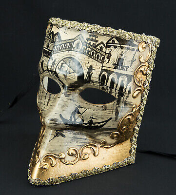 Mask from Venice Bauta - Bridge Of Rialto - Black Golden - 688 VG5B 2