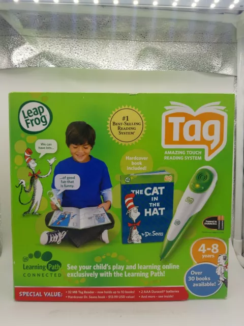 LeapFrog Tag Reading System Dr Seuss Cat In The Hat Green Touch Reader NEW OTHER