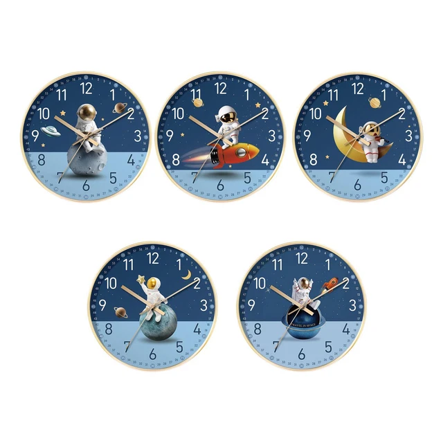 Horloge murale pour enfants silencieuse de 8 pouces, horloge murale ronde pour e