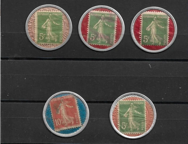 Lot  010   P      France +++++++ Lot De 5 Timbres Monaies +++++++++++ +++++++ 1€