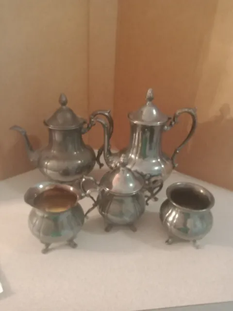 Vintage Sheridan Silver Plate Coffee/Tea Service, Sugar, Creamer And Extra Sugar