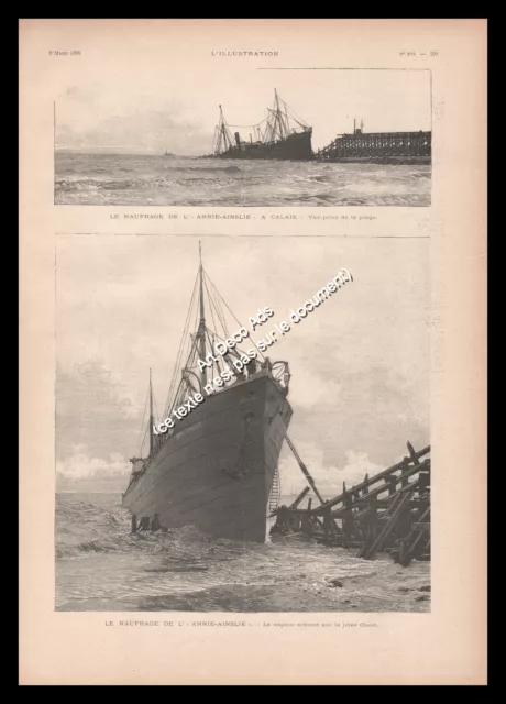 1895 CALAIS, Le Naufrage de L'Annie-Ainslie