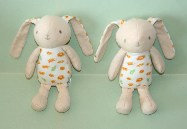 Klorane 2 Doudou Lapin Beige Blanc Fleur Orange Vert Vert Neuf