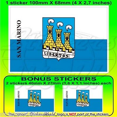 Sticker 100mm x1+2 bonus Domagnano Castello Bandiera San Marino Bandiera Adesivi 