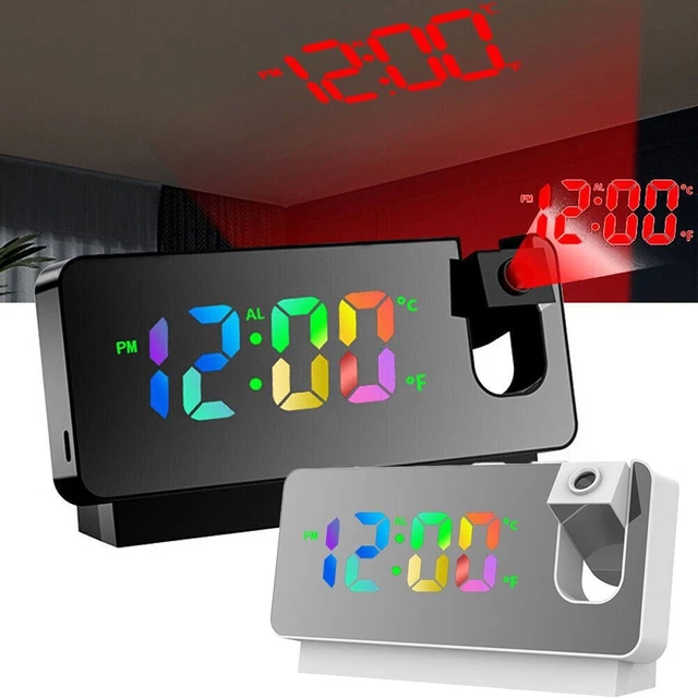 LED Numérique Projecteur de Projection Snooze Double Réveil Radio Fm Timer À USB