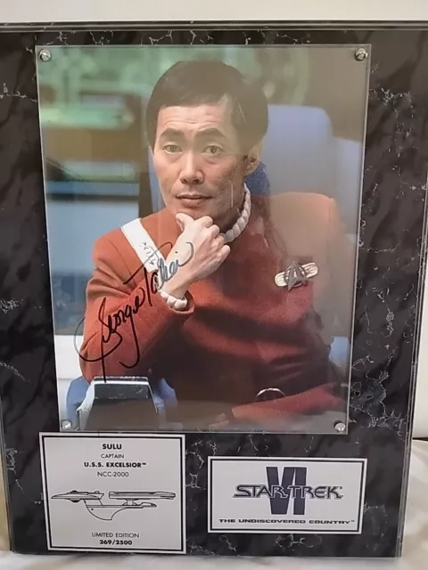 Star Trek 25th Anniversary Sulu Signed Limited Edition Plaque 269/2500 15"x12"