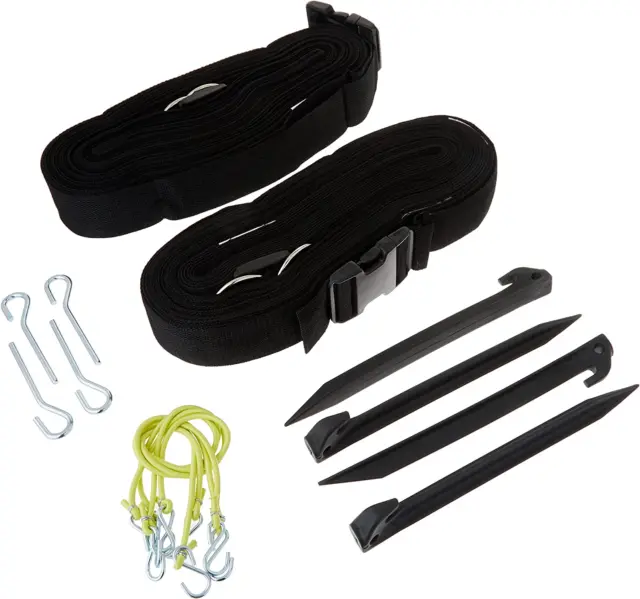 Sports Outdoor Volleyball Boundary Webbing with Ground Stakes Black