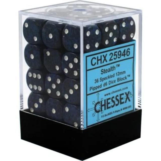 DND Dice Set-Chessex D&D Dice-12mm Speckled Stealth Plastic Polyhedral Dice Set-