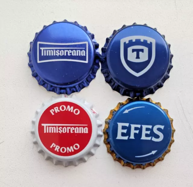 4 UNUSED Beer Caps from MOLDOVA, Timisoreana & Efes Brands