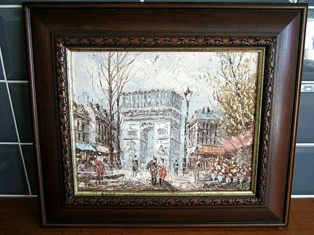 Signed French Impressionist Oil Painting Paris - Arc de Triomph signed Bar T..