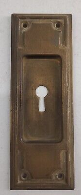 Antique Brass Skeleton Key Hole Pocket Door Cover Plate Backplate